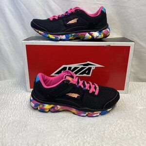 AVIA  Avi-Play Running Sneakers Girls Size 6 Black-Multi Lace-up A815GBLP New